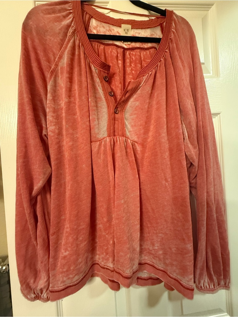 Free People We The Free Washed Rose Long-Sleeve Peasant Tunic Size M